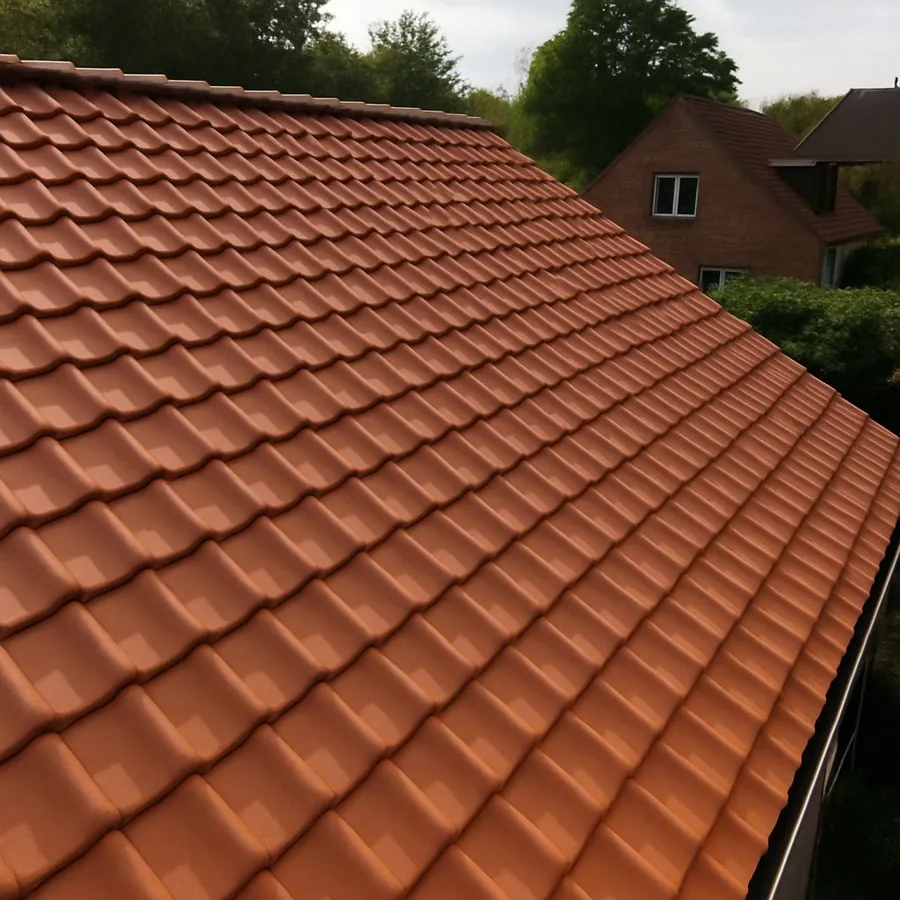 Versant en tuiles terre cuite propres après nettoyage